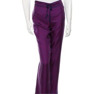 Tory Burch Drawstring Waist 100% Silk Geo Print Pajama Pants